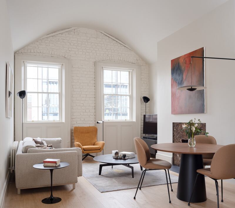 The apartment, on the corner of Dublin’s Dawson and Duke Streets sits on top of the building like a cherry