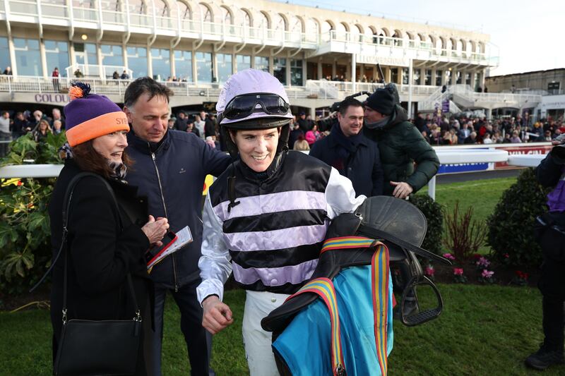 Jockey, Rachael Blackmore and Trainer Henry De Bromhead after July Flower won the Beat The Bank.ie Irish EBF Mares Hurdle during day four of the Christmas Festival at Leopardstown Racecourse in Dublin, Ireland. Picture date: Sunday December 29, 2024. PA Photo. See PA story RACING Leopardstown. Photo credit should read: Damien Eagers/PA Wire.
RESTRICTIONS: Use subject to restrictions. Editorial use only, no commercial use without prior consent from rights holder.