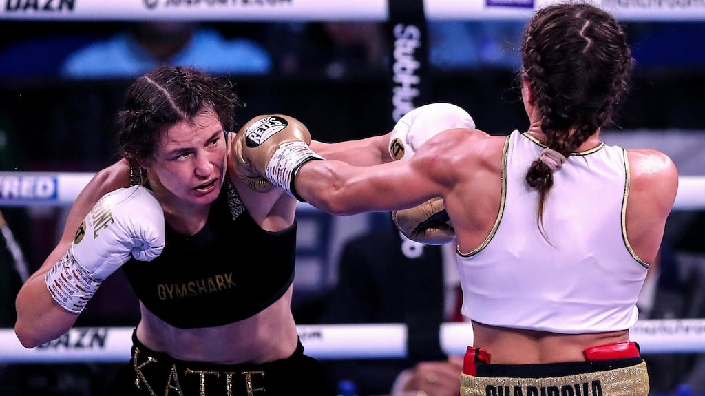 Katie Taylor was made to work hard for her victory over Firuza Sharipova. Photograph: Paul Greenwood/INpho