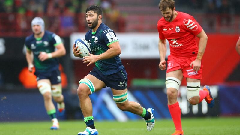 Connacht’s Colby Fainga’a makes a break during the Heineken Champions Cup match against Toulouse at the Stade Ernest Wallon. Photograph: James Crombie/Inpho