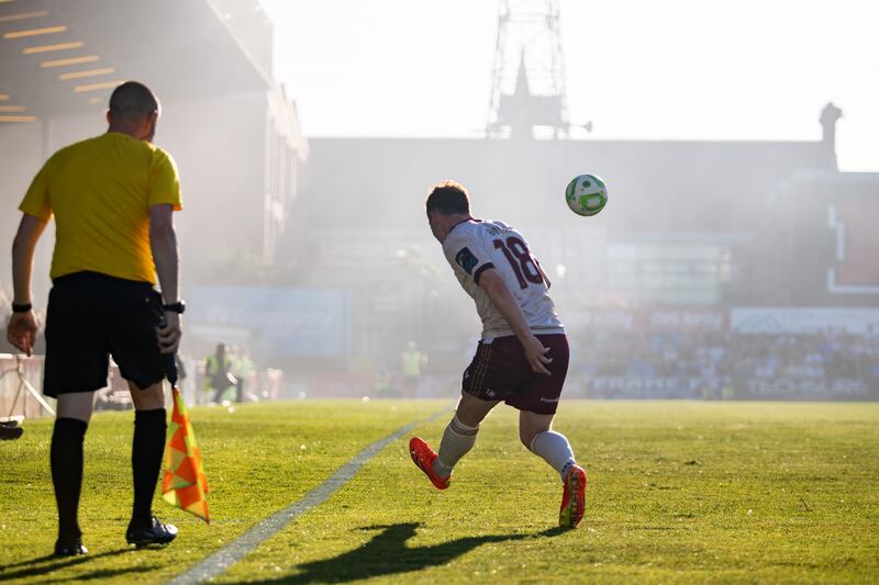 Galway's Robert Burns in action against Bohemians at Dalymount Park. Photograph: Dan Clohessy/Inpho