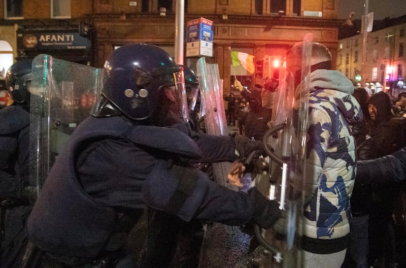Scenes from Dublin as protestors clash with gardaí. Photograph: Colin Keegan/ Collins Dublin