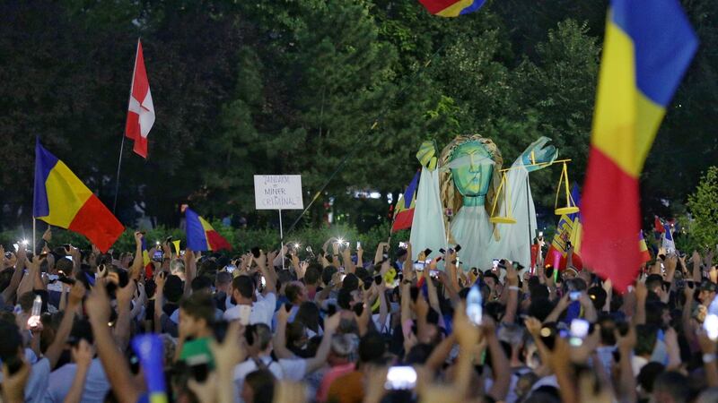 Thousands of Romanians joined an anti-government rally in the capital Bucharest, Romania August 11th, 2018. Photograph: Inquam Photos/Octav Ganea