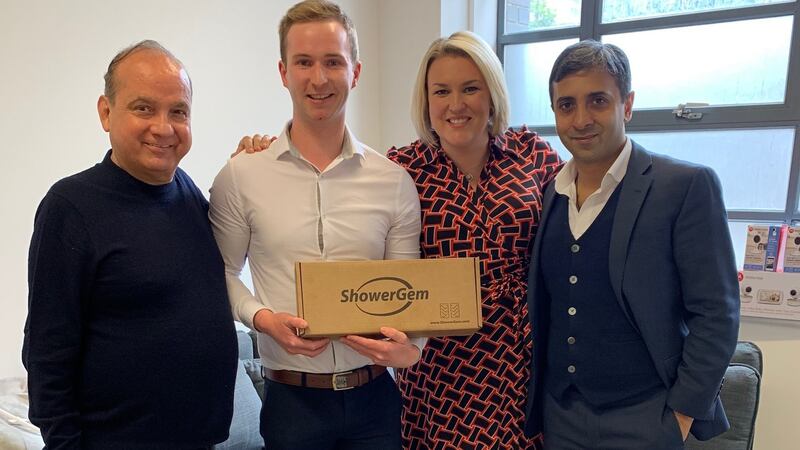 Seán McGarry with Touker Suleyman (left), Sara Davies and Tej Lalvani, who have invested in his firm.
