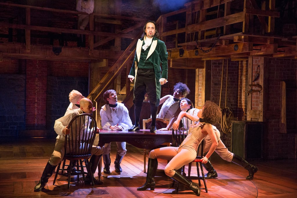 Lin-Manuel Miranda as Alexander Hamilton in the Broadway musical Hamilton. Hercules Mulligan appears in the first act of the play as a friend of Hamilton. He features prominently in the songs Aaron Burr, Sir; The Story of Tonight, and Yorktown. Photograph: Sara Krulwich/The New York Times