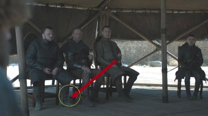 Screengrab of the shot featuring the stray water bottle. Photograph: HBO