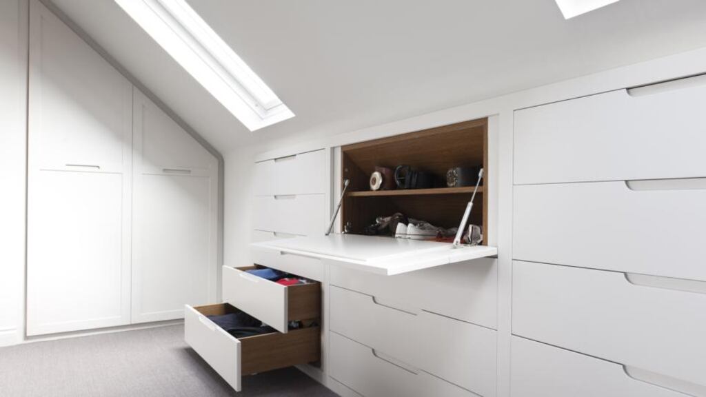 Eliminating leftover areas: use low space under the eaves for storage and try to ensure that it is as accessible as possible, perhaps by building drawers rather than cupboards
