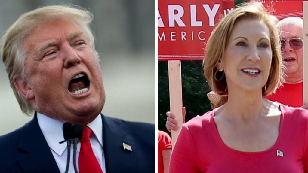 Ms Fiorina (right) said she viewed Mr Trump’s remarks as ‘very serious.’ Photographs: Bloomberg/Reuters