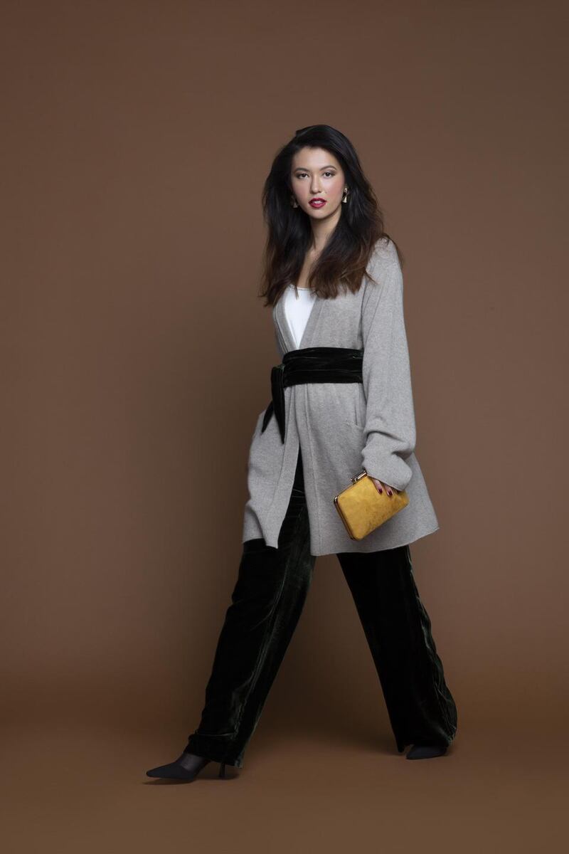 Coat and trousers  from Laura Chambers, €850 for a cashmere coat, with silk trousers €365