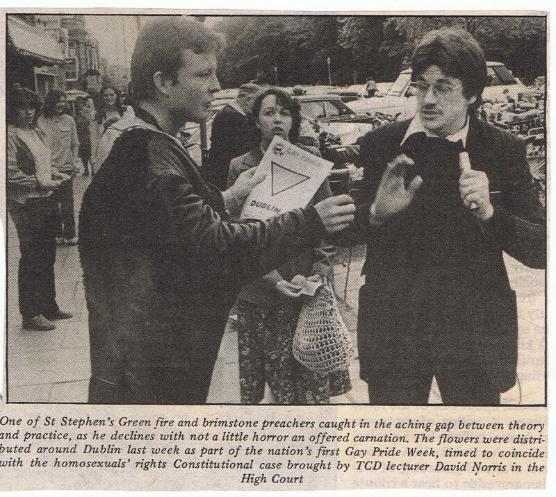 People did not know how to react to being offered a carnation. Photograph: Irish Queer Archive