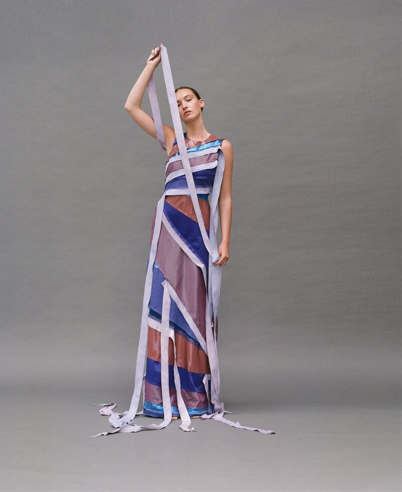 A dress from her graduate collection by Aoibhin O’Riordan with styling by Corina Gaffey. Photograph: Naomi Gaffey