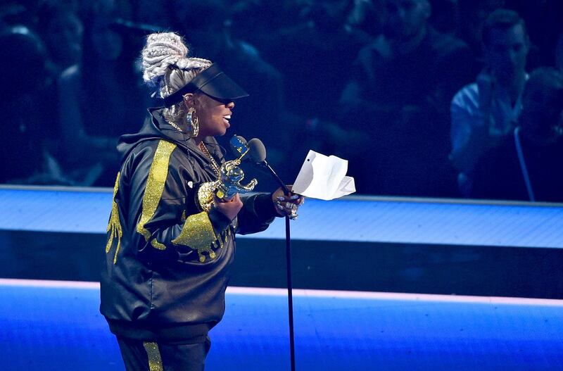 Missy Elliot speaks onstage during the 2019 MTV Video Music Awards at Prudential Center on August 26th. Photograph: Bryan Bedder/Getty