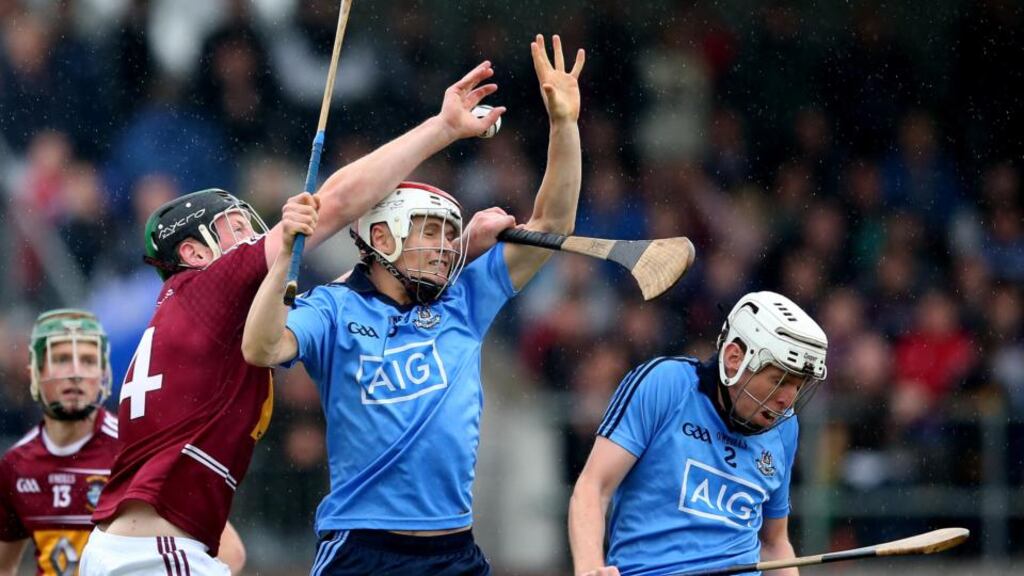 Dublin’s Cian O’Callaghan in action against Westmeath in the Leinster under-21 semi-final in Mullingar. O’Callaghan’s task against Wexford will be to subdue Peter Kelly.  Photograph: Inpho