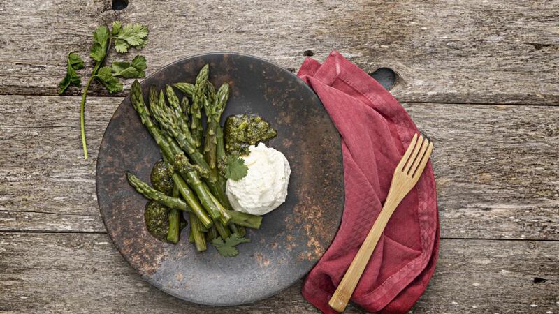 Asparagus, ricotta, chermoula