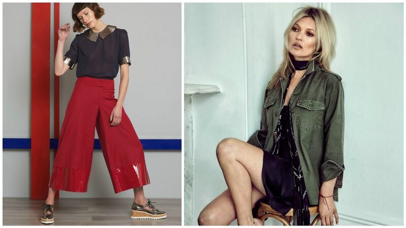 The distinctive Manley look (left), and Kate Moss for Equipment, now stocked at Seagreen