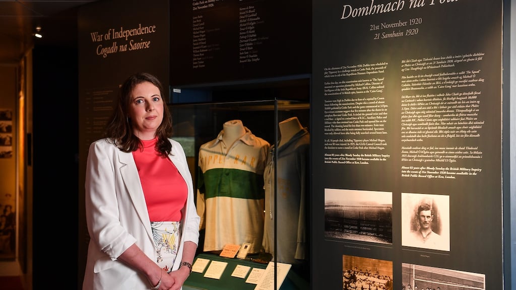 Dr Siobhán Doyle, TU Dublin lecturer and GAA Museum tour guide, at the launch of the GAA Museum’s Bloody Sunday centenary events series. Photograph: Brendan Moran/Sportsfile