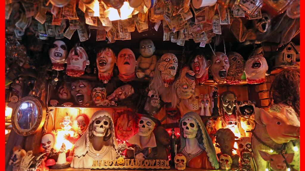 Halloween decorations in Lanigan’s Pub in Dublin. Photograph: Niall Carson/PA Wire