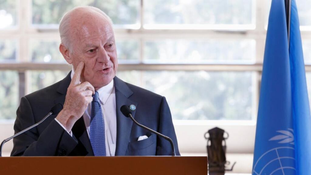 UN special envoy   for Syria Staffan de Mistura:  He warned about “spoilers” such as Islamic State and  Jabhat al-Nusra  who are eager to see the talks in Geneva  fail. Photograph: Salvatore di Nolfi/EPA