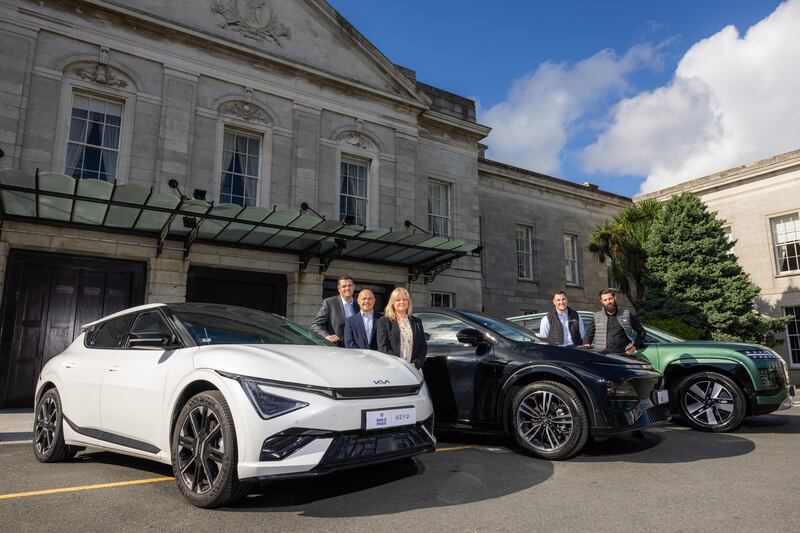 Pictured recently at the RDS to launch the 2025 Nevo Electric Vehicle Show, in partnership with Bank of Ireland are, Vinny Coghlan, head of asset, commercial and motor finance at Bank of Ireland; Derek Kavanagh, head of motor finance at bank of Ireland; Karen Kennedy, senior sales and relationship manager at Bank of Ireland; Derek Reilly, director of PR and content at Nevo and Simon Andreucetti, managing director of Nev