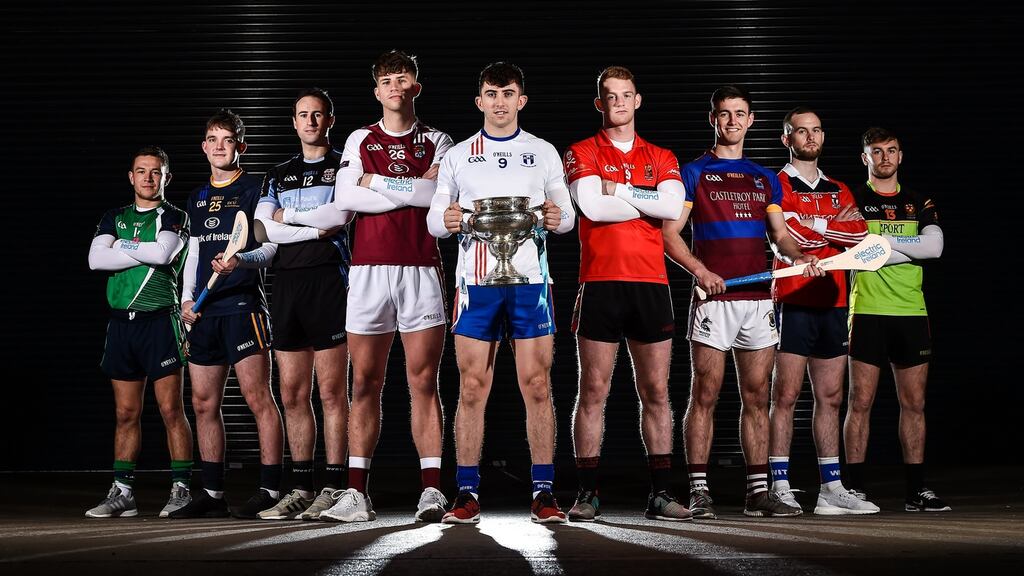 Fitzgibbon Cup teams representatives at Croke Park in Dublin. Photograph: Seb Daly/Sportsfile