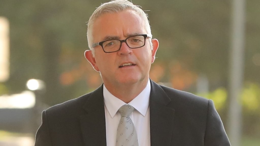 Former DUP minister Jonathan Bell arrives at the RHI inquiry at Stormont Parliament buildings in Belfast. Photograph: Niall Carson/PA Wire.