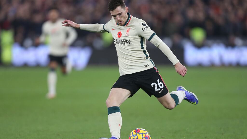 Liverpool’s Andrew Robertson faces a late fitness test before their match against Arsenal. Photo: Rob Newell - CameraSport via Getty Images