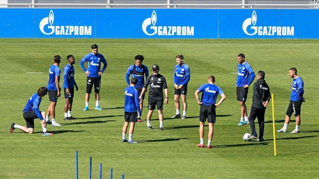 German Bundesliga club FC Schalke 04 during a training session in Gelsenkirchen. Photograph: AP