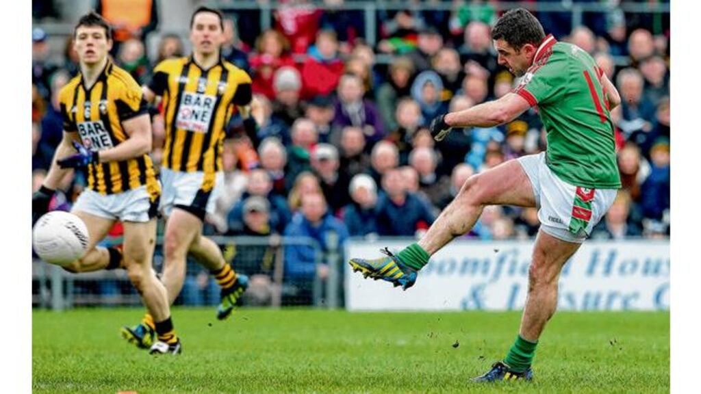 Frankie Dolan scores the game's opening goal. Photograph: Inpho