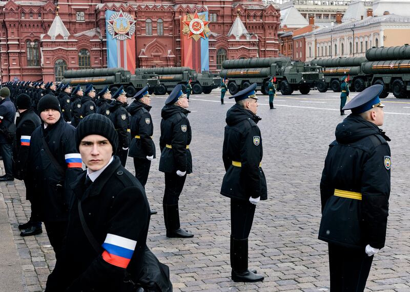 Missile systems form part of the Victory Day military parade in Moscow on May 9 last year. Photograph: Nanna Heitmann/The New York Times