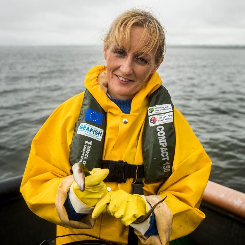 Anne Marie McStocker with a freshly caught eel. Photograph: Liam McBurney