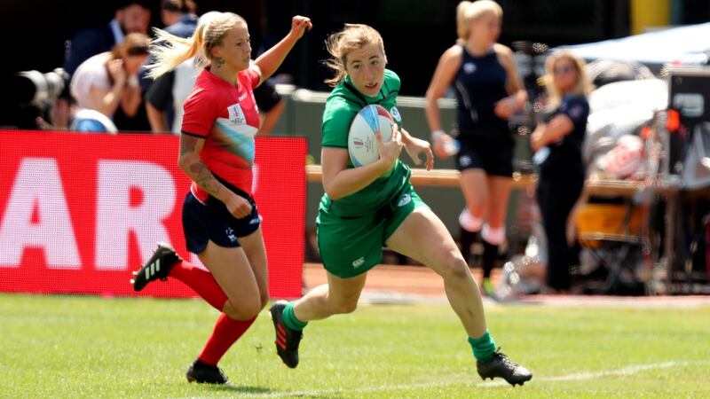 MU Barnhall’s  Eve Higgins is a rising star on the Sevens circuit.
