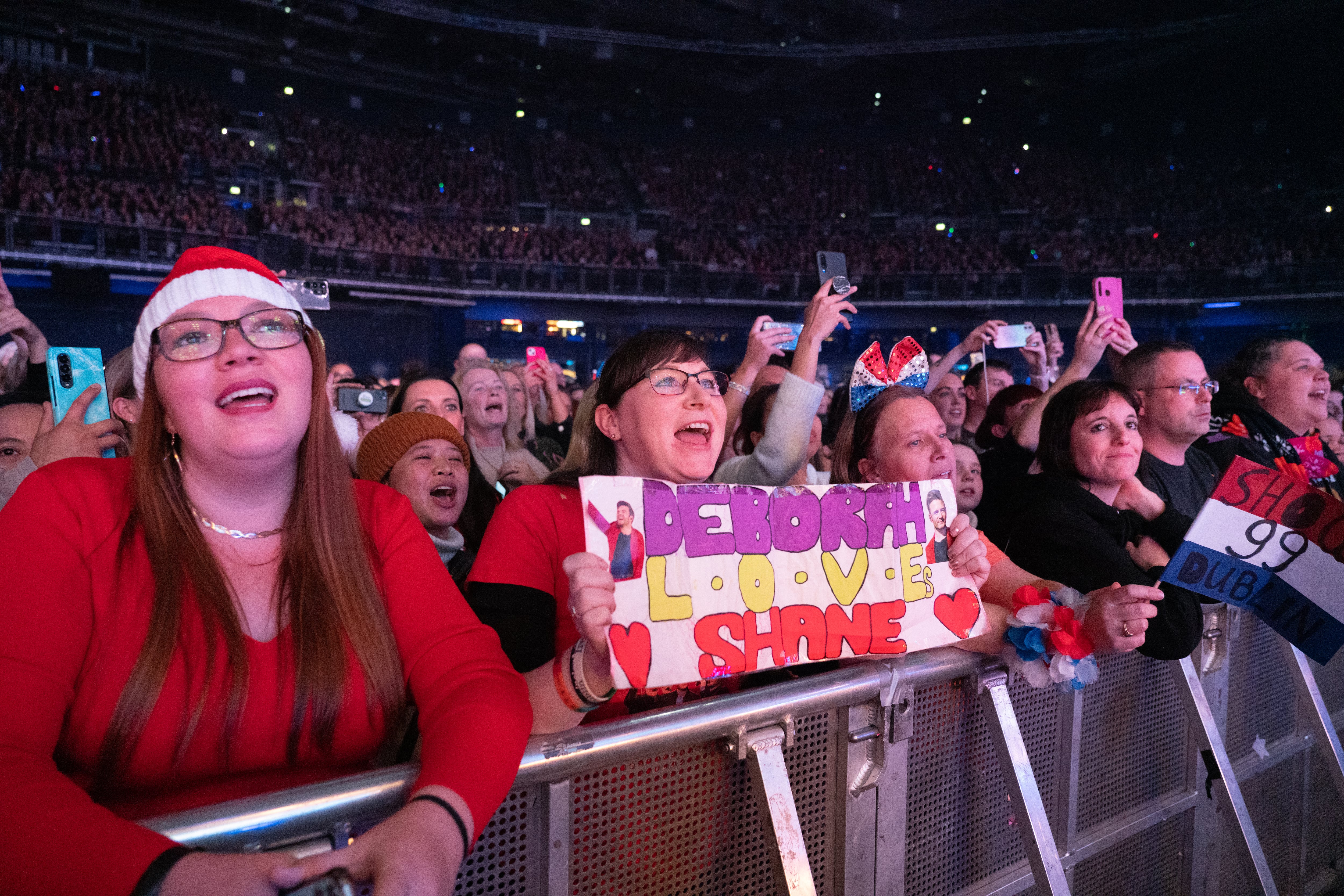 Fans singing along at the Westlife concert in the 3Arena. Photograph: Barry Cronin