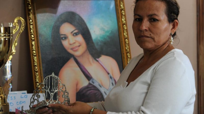Teresa Munoz, mother of murdered Miss Honduras World, Maria José Alvarado, who was shot dead along with her sister. Photograph: Orlando Sierra/AFP/Getty Images