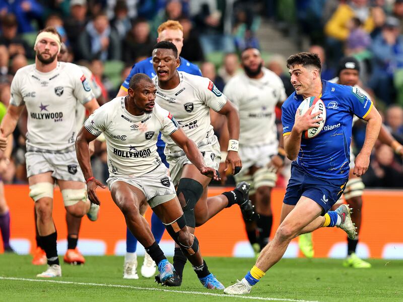 Jimmy O'Brien scores Leinster's second try. Photograph: Tom O’Hanlon/Inpho