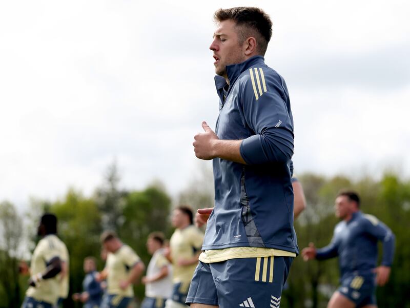 Lee Barron takes part in Munster training at UL on Tuesday. Photograph: James Crombie/Inpho