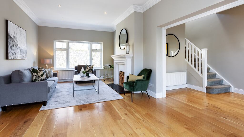 Oak-floored living room