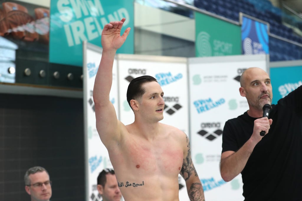 Tom Fannon celebrates qualifying for the Olympics. Photograph: Bryan Keane/Inpho