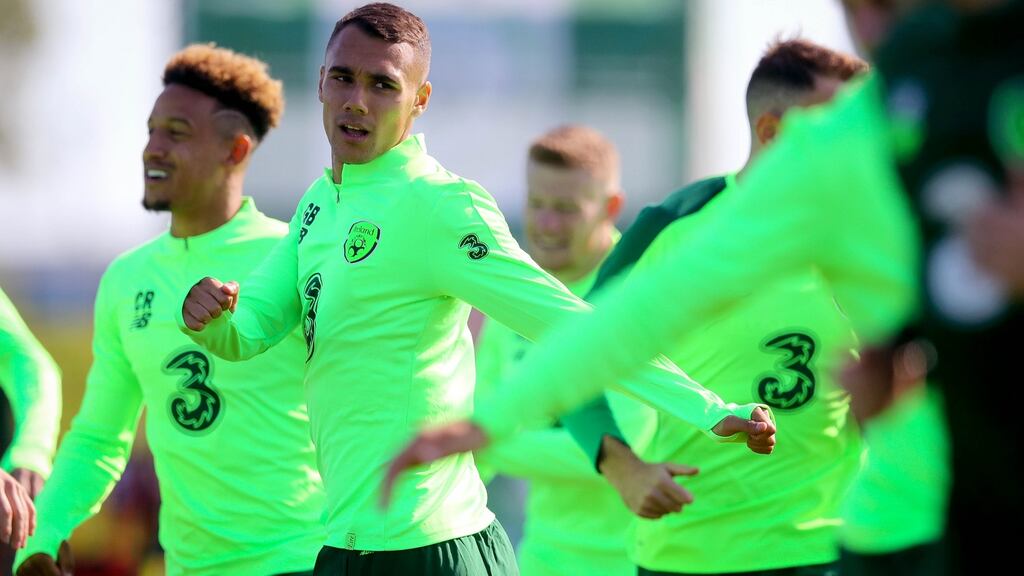 Republic of Ireland forward Graham Burke during training on Monday. Photograph: Ryan Byrne/Inpho