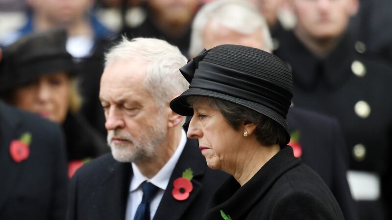 British prime minister Theresa May with Labour leader Jeremy Corbyn.