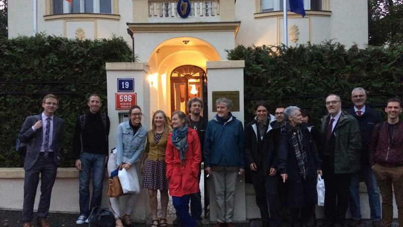 Delegates attend the Irish Ambassador’s residence in Prague