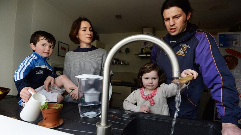 Cash flow: Hilary Lemass and Shane Harte with their children, Oscar and Iseult. Photograph: Cyril Byrne