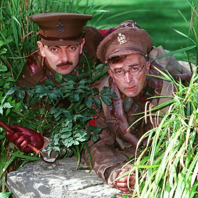 Blackadder: Tony Robinson with Rowan Atkinson in 1989