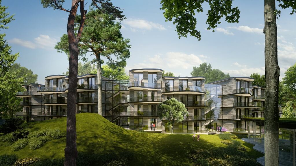 The buildings will occupy about quarter of the site and will be built in a curved line to avoid the removal of trees