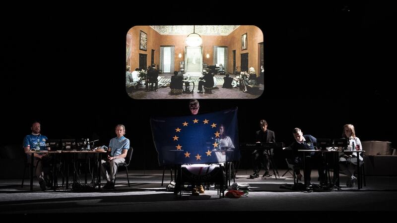 Pasolini’s Salò Redubbed: the cast of the Dylan Tighe and Abbey Theatre co-production. Photograph: Luca Truffarelli