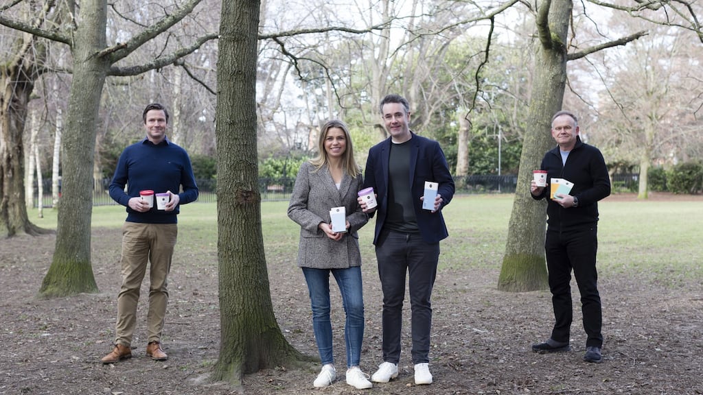 L-R: Hilliard Lombard of BiaVest, husband and wife team Rachel and Brian Nolan of Nobo, and David McKiernan of BiaVest. Photograph: Aisling McCoy