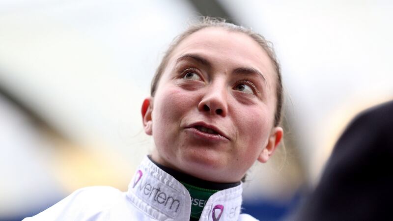 Bryony Frost gave evidence in person on the second day of the hearing into seven individual charges brought against Robbie Dunne for prejudicial conduct and violent and threatening behaviour. Photograph: Nigel French/PA Wire