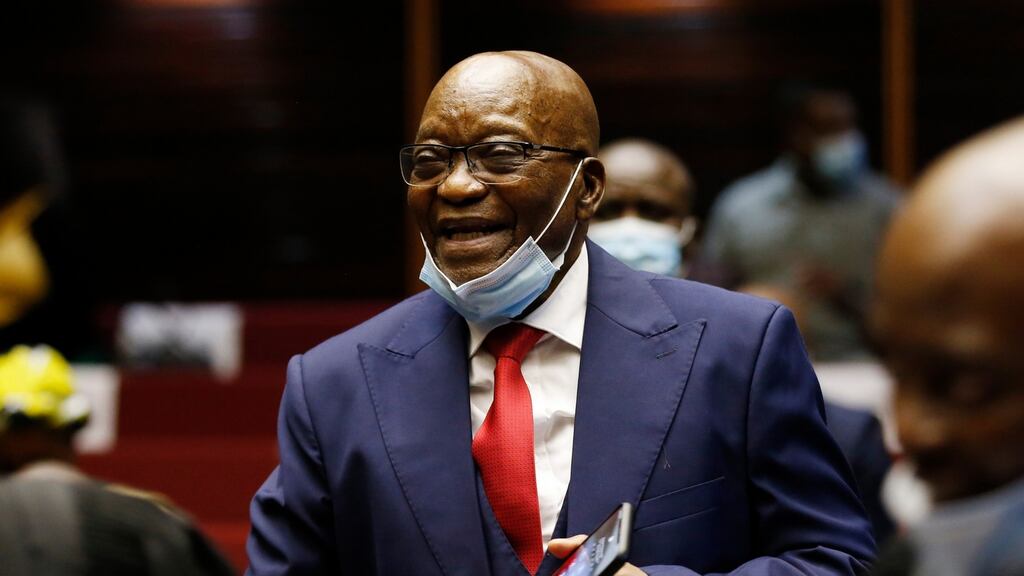 Former South African president Jacob Zuma appears in court during his corruption trial in Pietermaritzburg on May 26th last. Photograph: Phill Magakoe/EPA