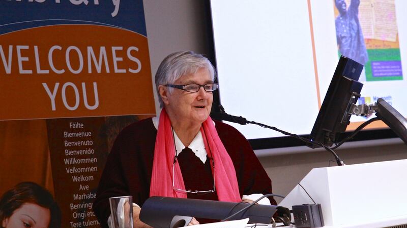 Sister Majella addresses the annual Ken Saro-Wiwa seminar in Maynooth. Photograph: Alan Monahan