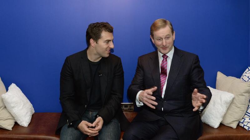 Brian Chesky, co-founder and chief executive of Airbnb, with  Taoiseach Enda Kenny at the opening of their new office in Dublin. Photograph: David Sleator/The Irish Times.