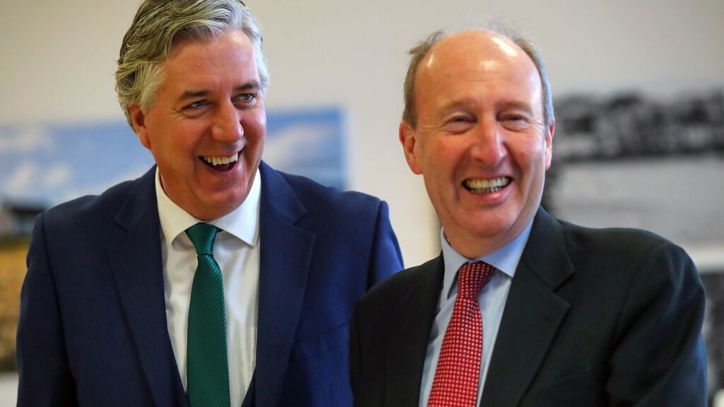 A 2016 file photograph of Minister for Sport Shane Ross (R) and then FAI chief executive John Delaney. Photograph: ©INPHO/James Crombie